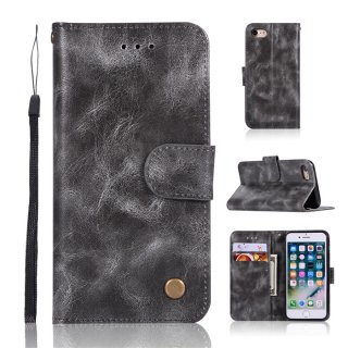 iPhone 6 Plus/6s Plus Premium Vintage Wallet Kickstand Case Gray