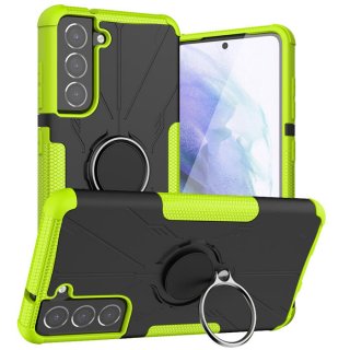 Samsung Galaxy S21 FE Hybrid Rugged Ring Kickstand Case Green