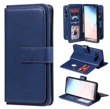 Samsung Galaxy S10 Plus Multi-function 10 Card Slots Wallet Case Dark Blue
