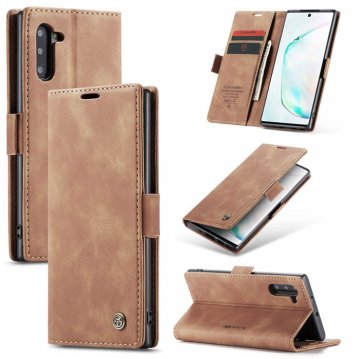 CaseMe Samsung Galaxy Note 10 Wallet Magnetic Stand Case Brown