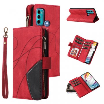 Moto G60 Zipper Wallet Magnetic Stand Case Red