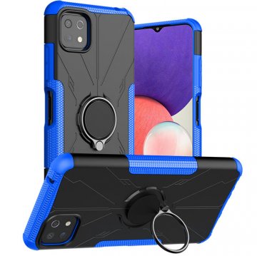 Samsung Galaxy A22 5G Hybrid Rugged Ring Kickstand Case Blue