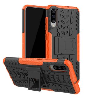 Samsung Galaxy A70 Hybrid Rugged PC + TPU Kickstand Case Orange