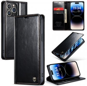 CaseMe iPhone 14 Pro Max Wallet Stand Magnetic Case Black