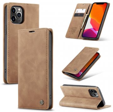 CaseMe iPhone 12 Pro Wallet Kickstand Magnetic Flip Case Brown