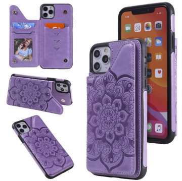 iPhone 11 Pro Max Embossed Wallet Magnetic Stand Case Purple