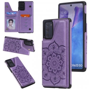 Samsung Galaxy Note 20 Embossed Wallet Magnetic Stand Case Purple