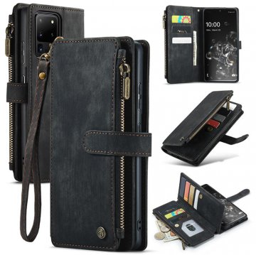 CaseMe Samsung Galaxy S20 Ultra Wallet Kickstand Retro Case Black