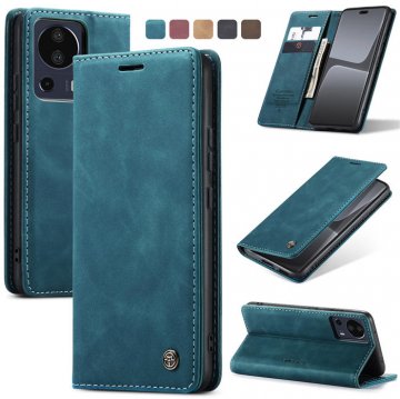 CaseMe Xiaomi 13 Lite Wallet Retro Suede Leather Case Blue