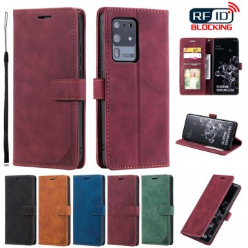 Samsung Galaxy S20 Ultra Wallet RFID Blocking Kickstand Case Red