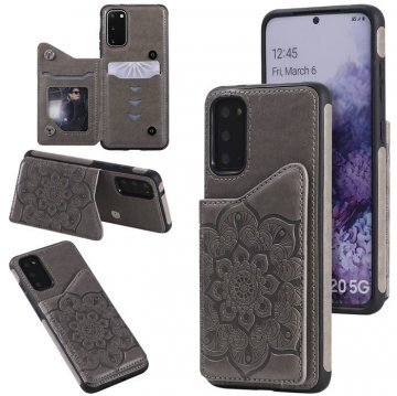 Samsung Galaxy S20 Embossed Wallet Magnetic Stand Case Gray