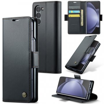 CaseMe Samsung Galaxy Z Fold 5 Wallet RFID Blocking Magnetic Buckle Case Black