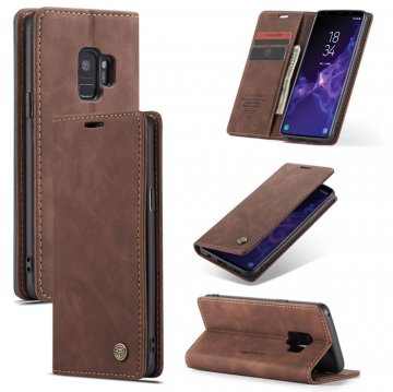 CaseMe Samsung Galaxy S9 Wallet Magnetic Stand Case Coffee