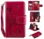 Samsung Galaxy Note 20 Ultra Embossed Girl Cat 9 Card Slots Wallet Stand Case Red