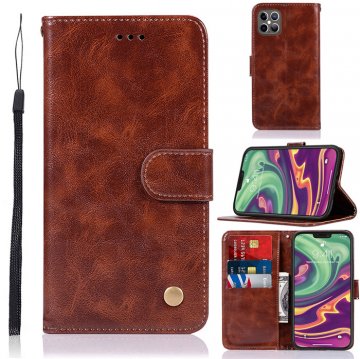 iPhone 12/12 Pro Premium Vintage Wallet Kickstand Case Coffee