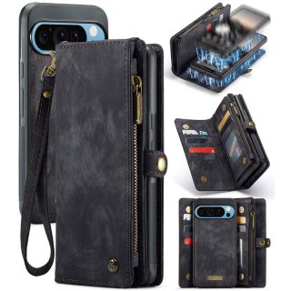 CaseMe Google Pixel 9 Pro XL Wallet Magnetic Case with Wrist Strap Black