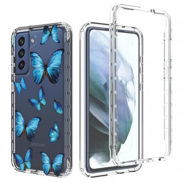 Samsung Galaxy S21 FE Clear Bumper TPU Blue Butterfly Case