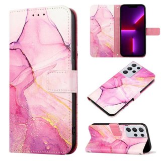 Marble Pattern Samsung Galaxy S21 Ultra Wallet Case Purple Gold