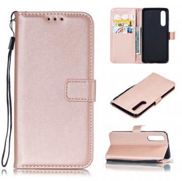 Huawei P30 Wallet Kickstand Magnetic PU Leather Case Rose Gold
