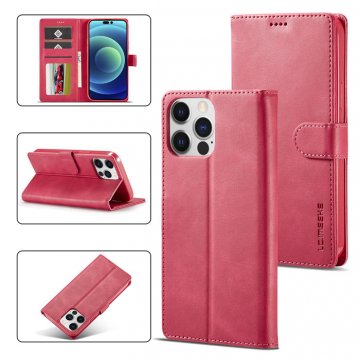 LC.IMEEKE iPhone 14 Pro Max Wallet Magnetic Stand Case Rose
