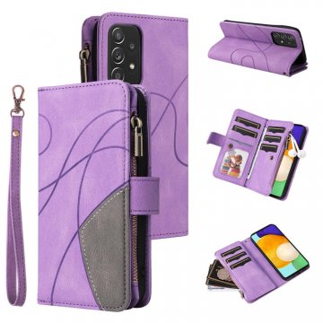 Samsung Galaxy A52 5G Zipper Wallet Magnetic Stand Case Purple