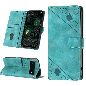 Skin-friendly Google Pixel 6 Pro Wallet Stand Case with Wrist Strap Green