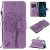 iPhone 12 Pro Max Embossed Tree Cat Butterfly Wallet Stand Case Lavender