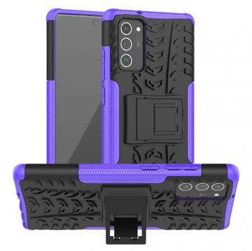 Samsung Galaxy Note 20 Hybrid Rugged PC + TPU Kickstand Case Purple