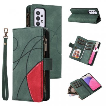 Samsung Galaxy A33 5G Zipper Wallet Magnetic Stand Case Green