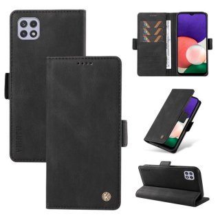 YIKATU Samsung Galaxy A22 4G Skin-touch Wallet Kickstand Case Black