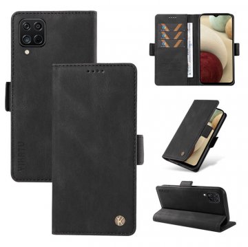 YIKATU Samsung Galaxy A12 5G Skin-touch Wallet Kickstand Case Black