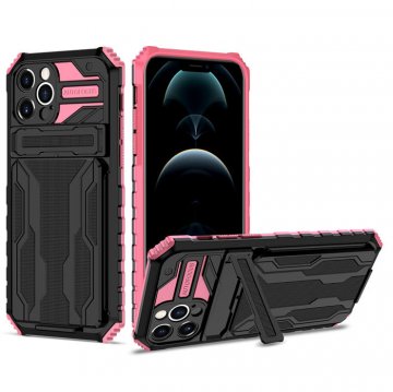 iPhone 12 Pro Card Slot Kickstand Shockproof Case Pink