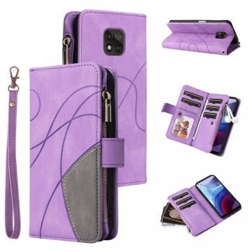 Moto G Power 2021 Zipper Wallet Magnetic Stand Case Purple