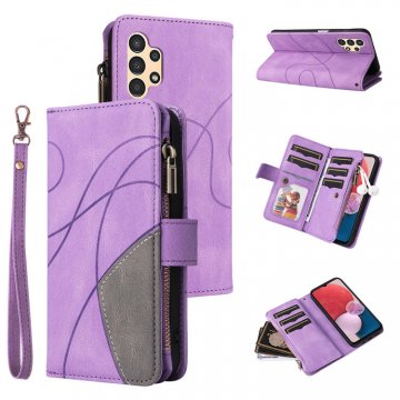 Samsung Galaxy A13 4G Zipper Wallet Magnetic Stand Case Purple