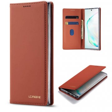 LC.IMEEKE Samsung Galaxy Note 10 Plus Wallet Magnetic Stand Case Brown