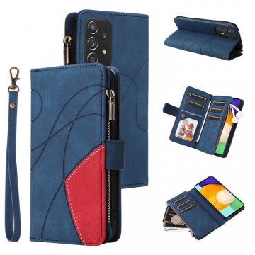 Samsung Galaxy A52 5G Zipper Wallet Magnetic Stand Case Blue