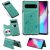 Samsung Galaxy S10 5G Bee and Cat Card Slots Stand Cover Green
