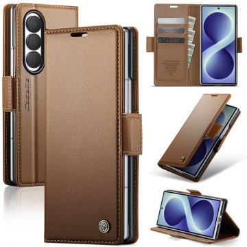 CaseMe Samsung Galaxy Z Fold8 Ultra RFID Wallet Case with Magnetic Buckle & Wireless Charging Brown