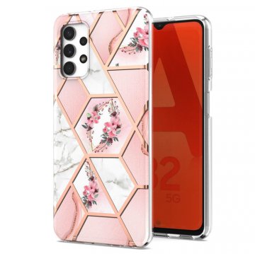 Samsung Galaxy A32 5G Flower Pattern Marble Electroplating TPU Case Pink