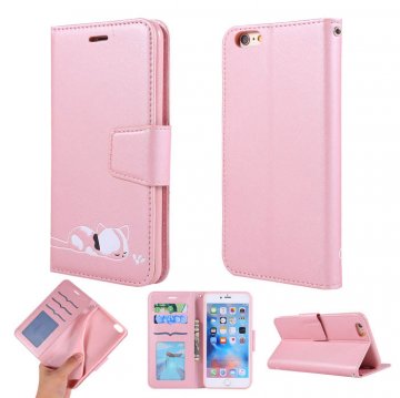 iPhone 6 Plus/6s Plus Cat Pattern Wallet Magnetic Stand Case Pink