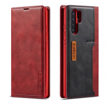 LC.IMEEKE Huawei P30 Pro Wallet Magnetic Stand Case with Card Slots Red