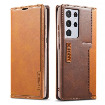 LC.IMEEKE Samsung Galaxy S21 Ultra Wallet Magnetic Stand Case with Card Slots Brown
