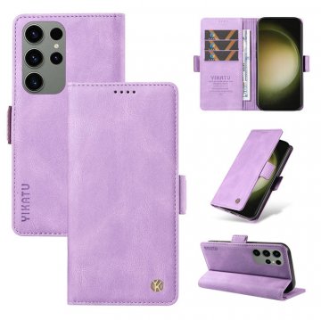 YIKATU Samsung Galaxy S23 Ultra Skin-touch Wallet Kickstand Case Purple