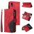 iPhone XR Zipper Wallet Magnetic Stand Case Red