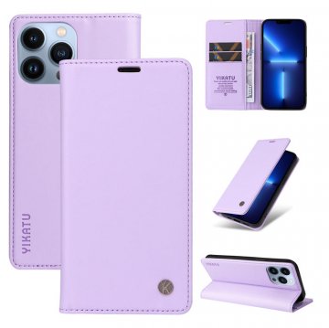 YIKATU iPhone 13 Pro Max Wallet Kickstand Magnetic Case Purple