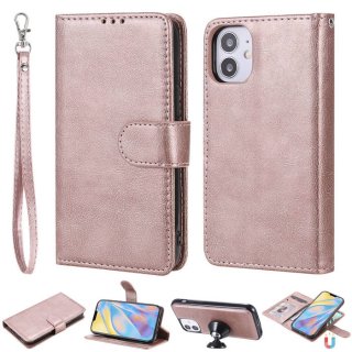 iPhone 12 Mini Wallet Magnetic Detachable 2 in 1 Case Rose Gold