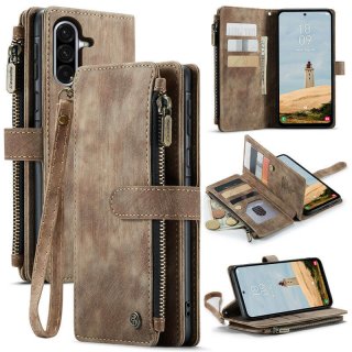 CaseMe Samsung Galaxy A17 Wallet kickstand Case with Wrist Strap Coffee