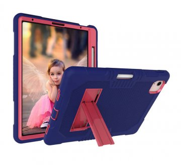iPad Air 4 10.9 inch 2020 Hybrid Heavy Duty Shockproof Armor Defender Rugged Stand Case Navy Blue + Rose