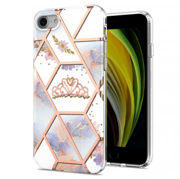iPhone 7/8/SE 2020 Flower Pattern Marble Electroplating TPU Case Crown