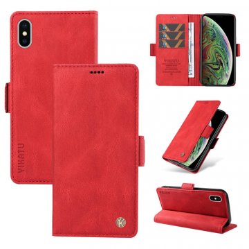 YIKATU iPhone X/XS Skin-touch Wallet Kickstand Case Red